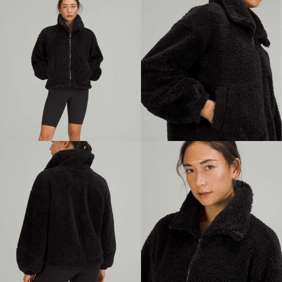 Lululemon Cinchable Fleece Zip-Up Black size 12 - Picture 1 of 9